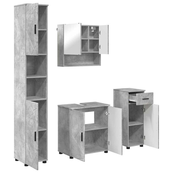 Kylpyhuonekalustesetti 4 kpl Betoni Harmaa 61 x 35 x 64 cm