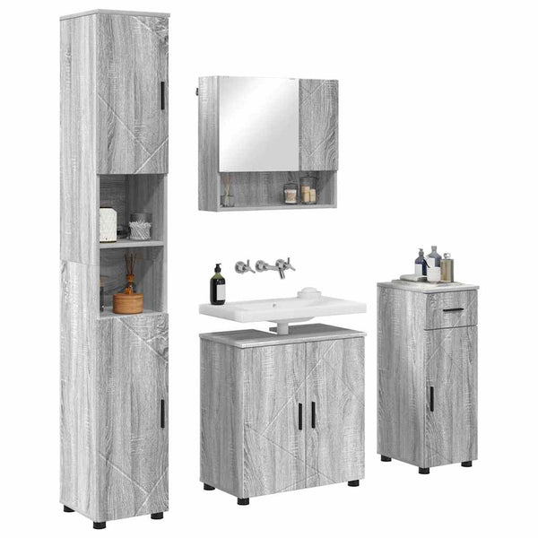 Kylpyhuonekalustesetti 4 kpl Harmaa Sonoma 61 x 35 x 64 cm