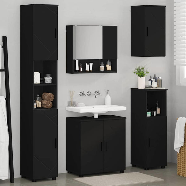 Kylpyhuonekalustesetti 5 kpl Musta 61 x 35 x 64 cm