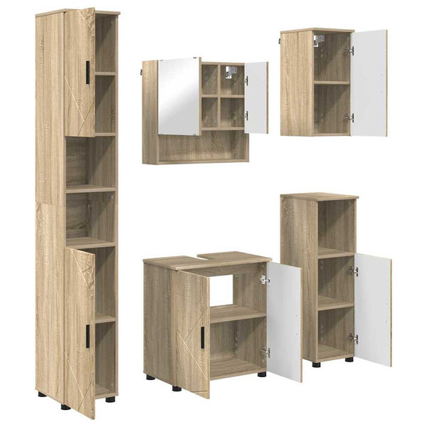 Kylpyhuonekalustesetti 5 kpl Sonoma-tammi 61 x 35 x 64 cm