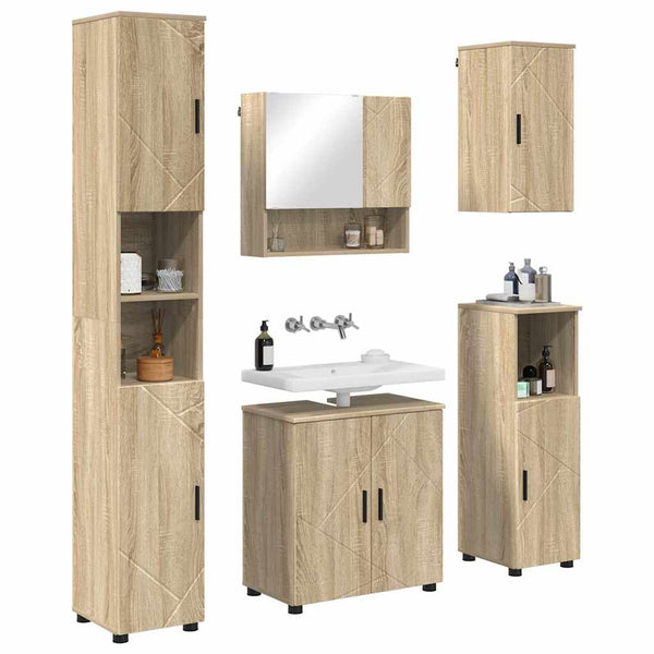 Kylpyhuonekalustesetti 5 kpl Sonoma-tammi 61 x 35 x 64 cm