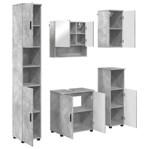 Kylpyhuonekalustesetti 5 kpl Betoninharmaa 61 x 35 x 64 cm