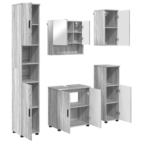 Kylpyhuonekalustesetti 5 kpl Harmaa Sonoma 61 x 35 x 64 cm