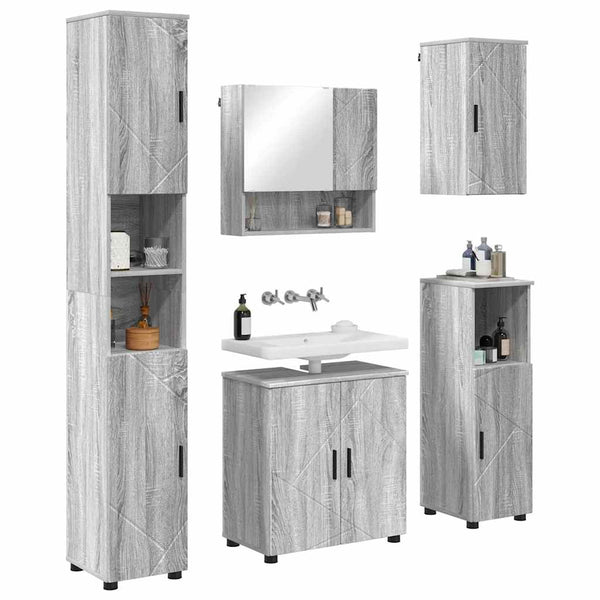 Kylpyhuonekalustesetti 5 kpl Harmaa Sonoma 61 x 35 x 64 cm