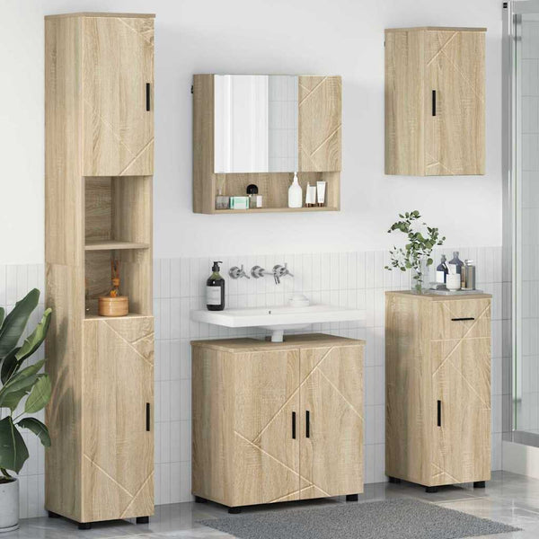 Kylpyhuonekalustesetti 5 kpl Sonoma-tammi 61 x 35 x 64 cm