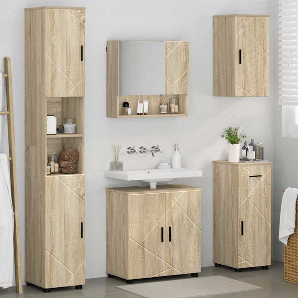 Kylpyhuonekalustesetti 5 kpl Sonoma-tammi 61 x 35 x 64 cm
