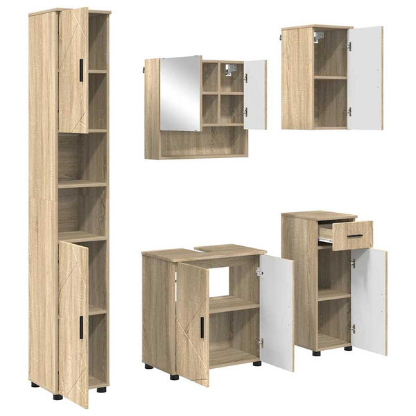 Kylpyhuonekalustesetti 5 kpl Sonoma-tammi 61 x 35 x 64 cm