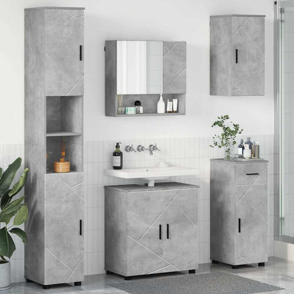 Kylpyhuonekalustesetti 5 kpl Betoninharmaa 61 x 35 x 64 cm
