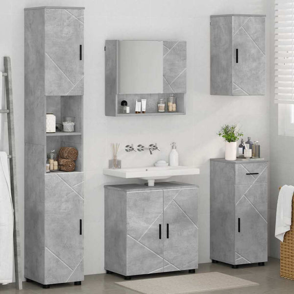 Kylpyhuonekalustesetti 5 kpl Betoninharmaa 61 x 35 x 64 cm