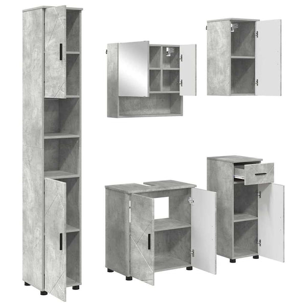 Kylpyhuonekalustesetti 5 kpl Betoninharmaa 61 x 35 x 64 cm