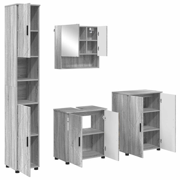 Kylpyhuonekalustesetti 4 kpl Harmaa Sonoma 61 x 35 x 64 cm