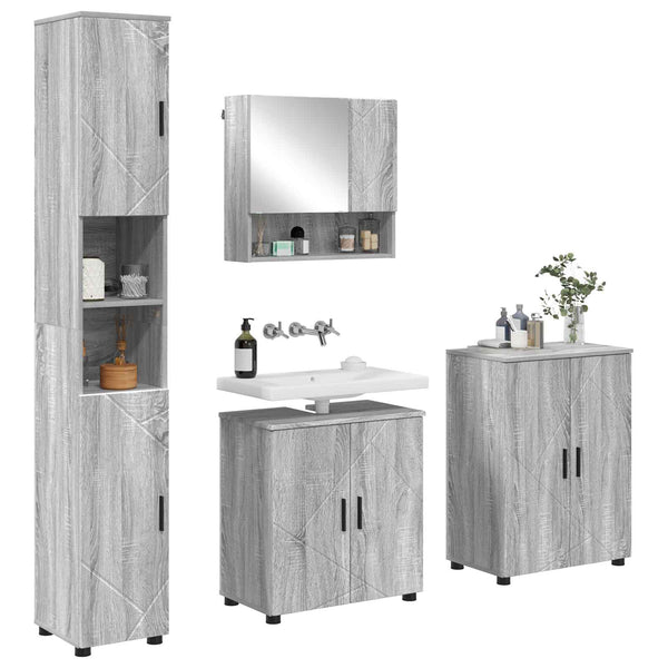 Kylpyhuonekalustesetti 4 kpl Harmaa Sonoma 61 x 35 x 64 cm