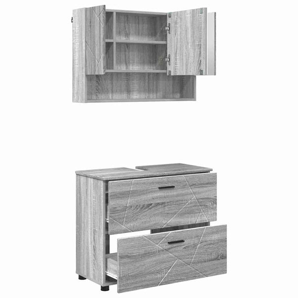 Kylpyhuonekalustesetti 2 kpl Harmaa Sonoma 76,5 x 35 x 64 cm