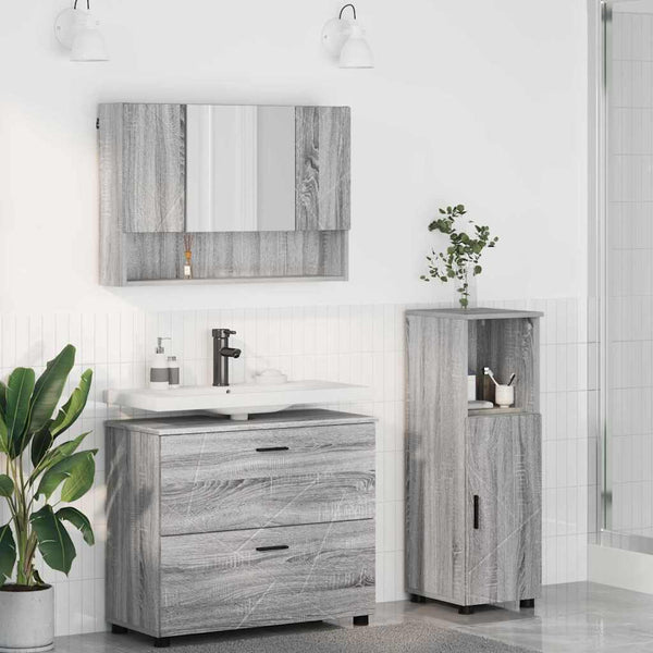 Kylpyhuonekalustesetti 3 kpl Harmaa Sonoma