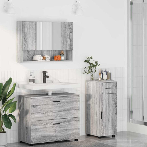 Kylpyhuonekalustesetti 3 kpl Harmaa Sonoma