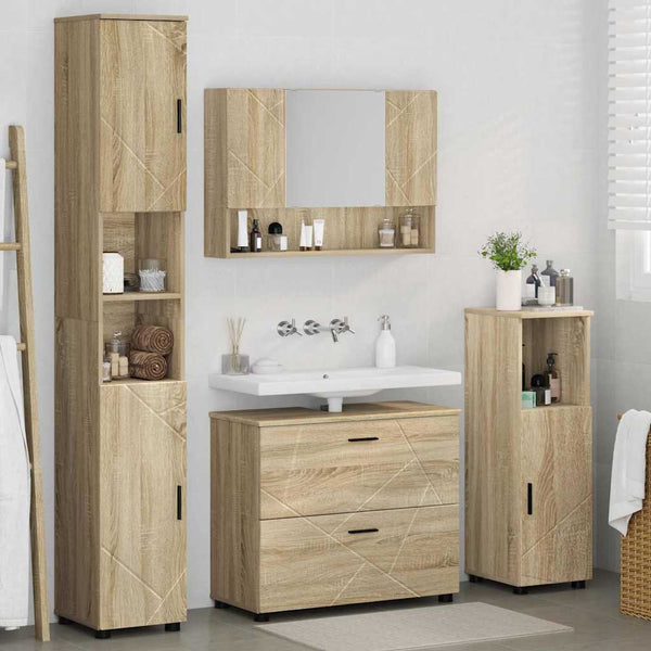 Kylpyhuonekalustesetti 4 kpl Sonoman tammi 35 x 30 x 192 cm