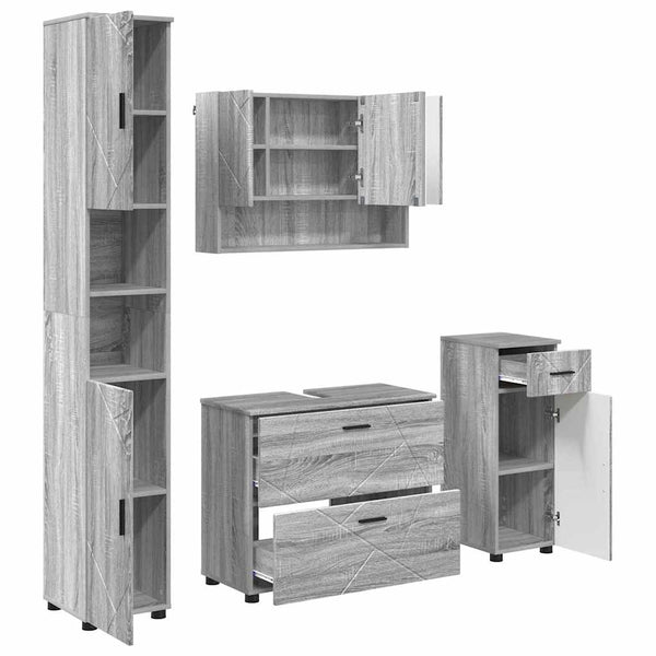 Kylpyhuonekalustesetti 4 kpl Harmaa Sonoma