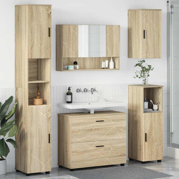 Kylpyhuonekalustesetti 5 kpl Sonoman tammi 35 x 30 x 192 cm