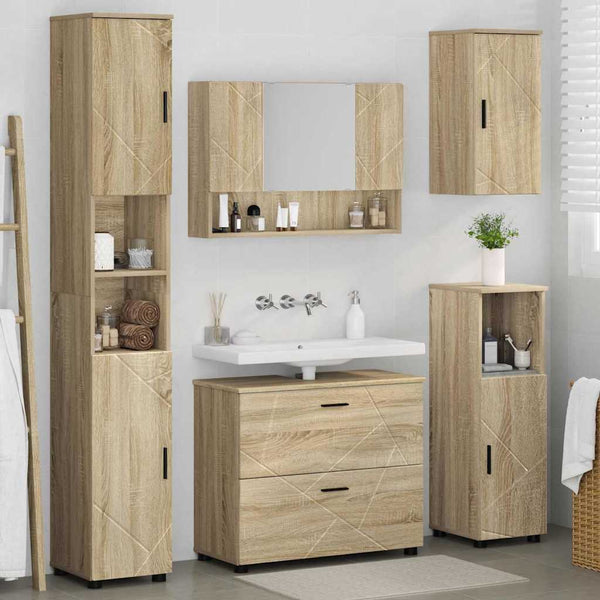 Kylpyhuonekalustesetti 5 kpl Sonoman tammi 35 x 30 x 192 cm