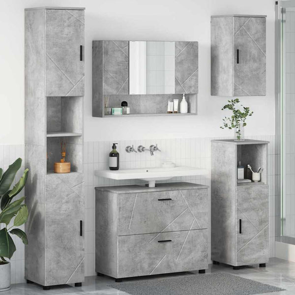Kylpyhuonekalustesetti 5 kpl Betoni Harmaa 35 x 30 x 192 cm