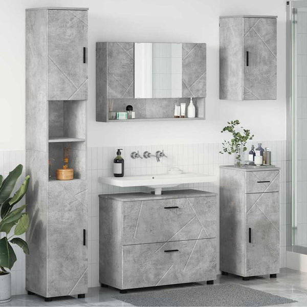 Kylpyhuonekalustesetti 5 kpl Betoni Harmaa 35 x 30 x 192 cm