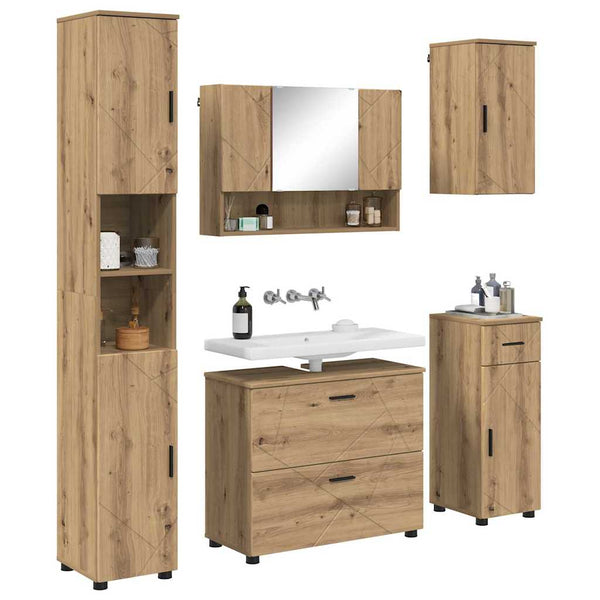 Kylpyhuonekalustesetti 5 kpl Artisan tammi 35 x 30 x 192 cm