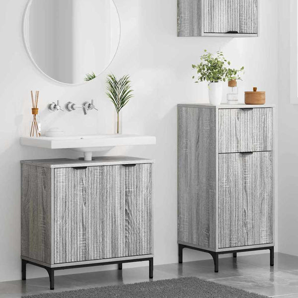 Kylpyhuonekalustesetti 2 kpl Harmaa Sonoma