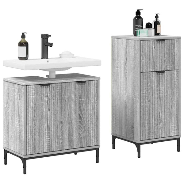 Kylpyhuonekalustesetti 2 kpl Harmaa Sonoma
