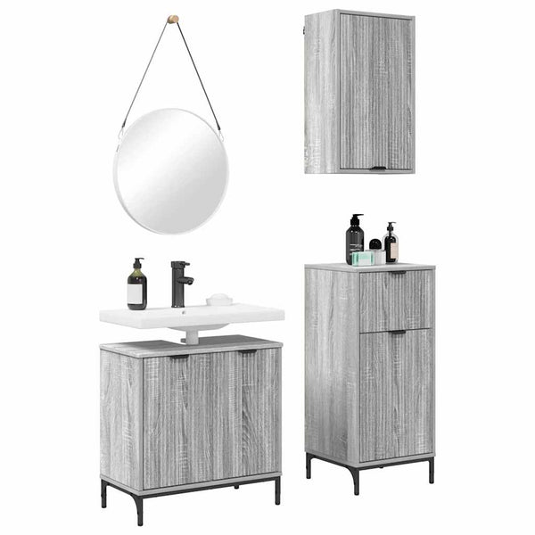 Kylpyhuonekalustesetti 3 kpl Harmaa Sonoma