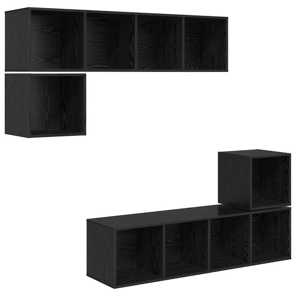 TV-tasosetti 4 pcs Musta tammi Seinäkiinnitettävä. Tekninen puu
