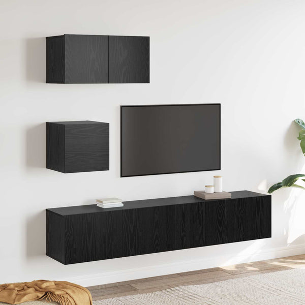 Seinä TV Kaappi 4 pcs Musta tammi 80 x 30 x 30.5 cm