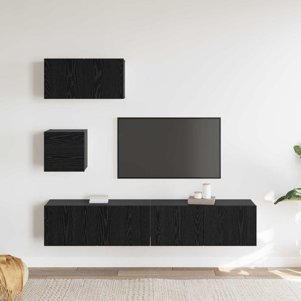 Seinä TV Kaappi 4 pcs Musta tammi 80 x 30 x 30.5 cm