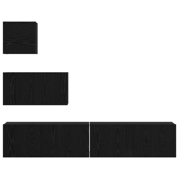 Seinä TV Kaappi 4 pcs Musta tammi 80 x 30 x 30.5 cm