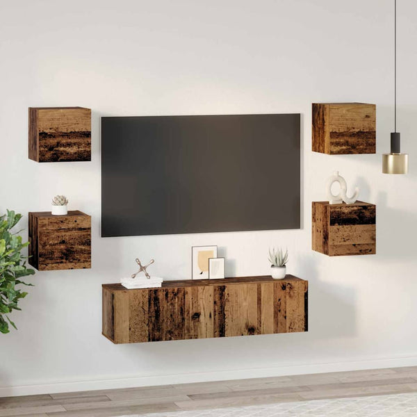 TV-tasosetti 6 pcs Vanha puu Keskikoko 120 x 30 x 30 cm