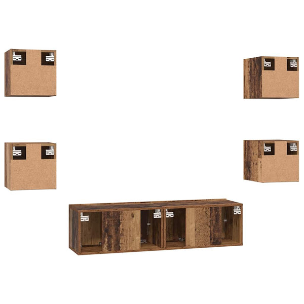 TV-tasosetti 6 pcs Vanha puu Keskikoko 120 x 30 x 30 cm