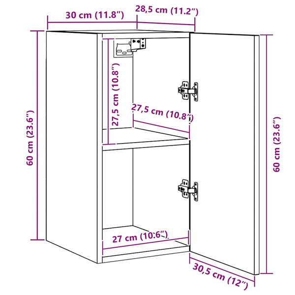 TV-tasosetti 7 pcs Musta tammi. 30,5 x 30 x 60 cm Tekninen puu