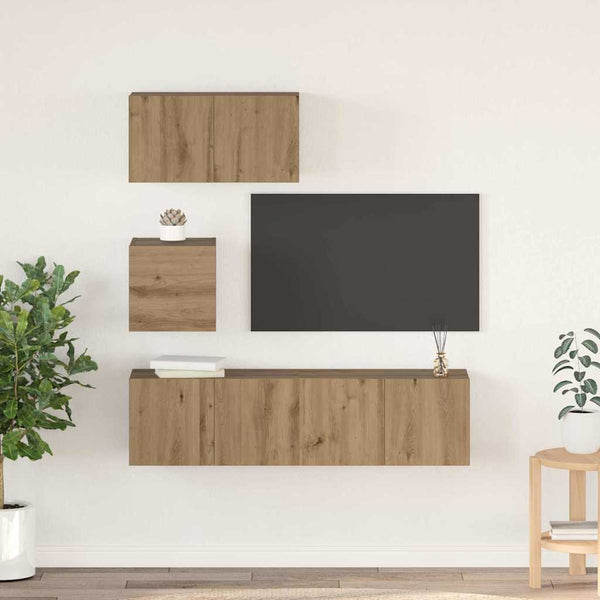 Artesaani tammi TV-tasosetti 4 pcs Tekninen puu