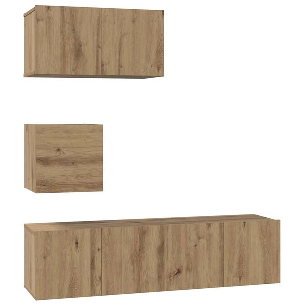Artesaani tammi TV-tasosetti 4 pcs Tekninen puu