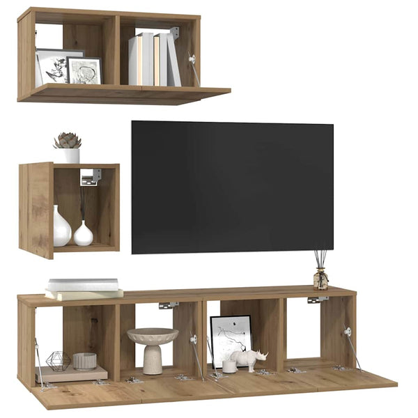 Artesaani tammi TV-tasosetti 4 pcs Tekninen puu