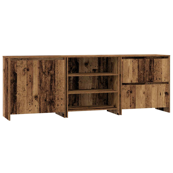 Sivupöytä 3 kpl Vanha puu 70 x 41 x 75 cm Tekninen puu