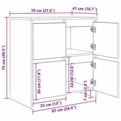 Sivupöytä 3 pcs Musta tammi 70 x 41 x 75 cm Tekninen puu