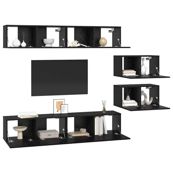 TV-tasosetti 6 pcs Musta tammi. 80 x 30 x 30.5 cm Small