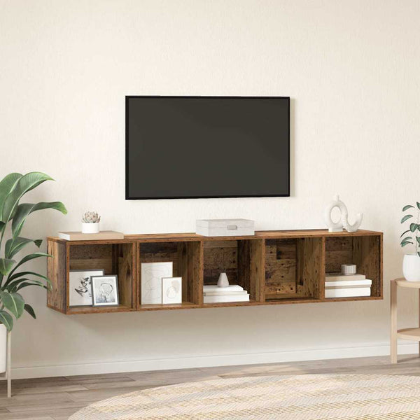 TV-kaapistosetti 2 pcs Vanha Puu Tekninen puu