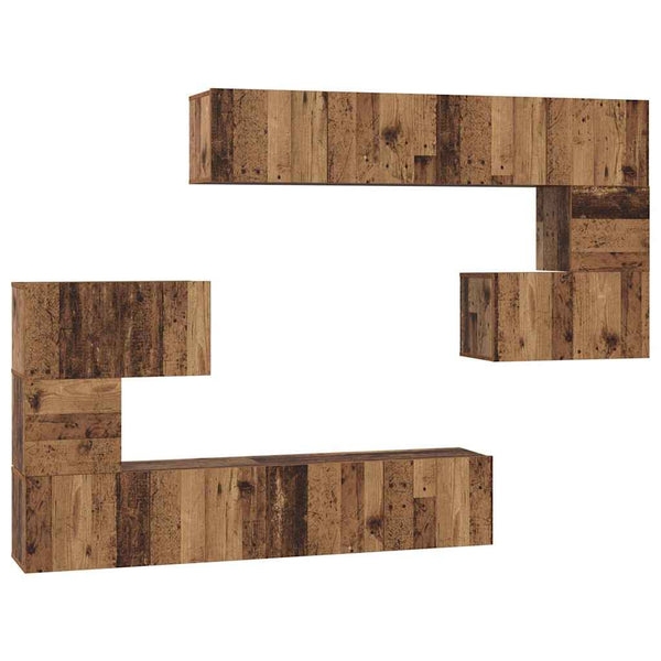 TV-tasosetti 8 pcs Vanha puu 80 x 30 x 30 cm Tekninen puu