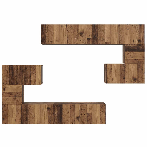 TV-tasosetti 8 pcs Vanha puu 80 x 30 x 30 cm Tekninen puu
