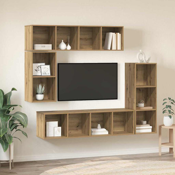 4 pcs Tekninen puu TV-tasosetti Artisan tammi