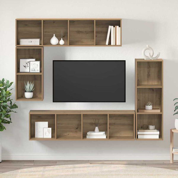 4 pcs Tekninen puu TV-tasosetti Artisan tammi