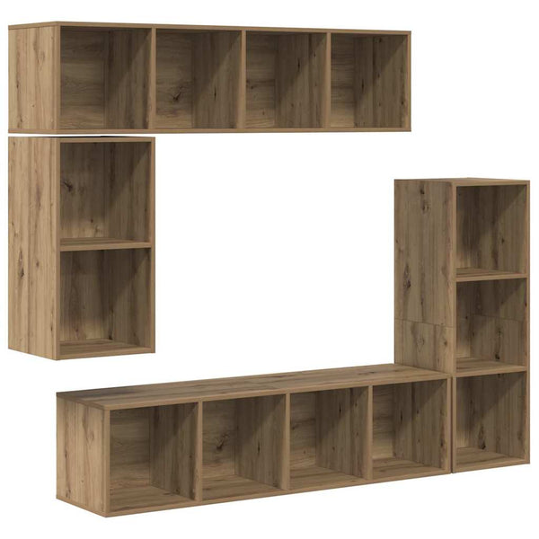 4 pcs Tekninen puu TV-tasosetti Artisan tammi