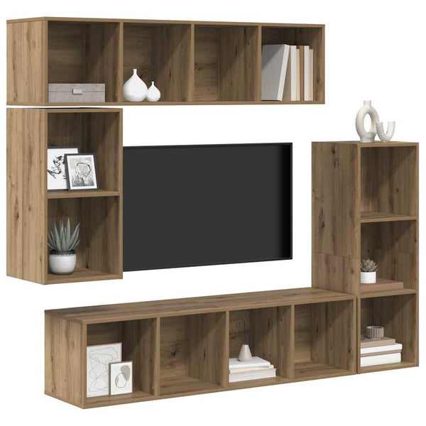 4 pcs Tekninen puu TV-tasosetti Artisan tammi