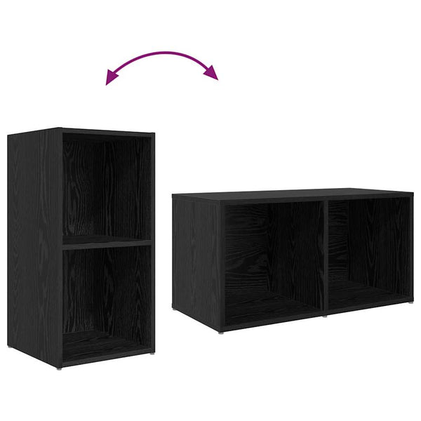 Seinäkiinnitettävä TV-tasosetti 3 pcs Musta Tekninen puu